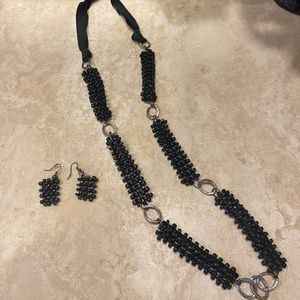 Black Earring and Necklace Set